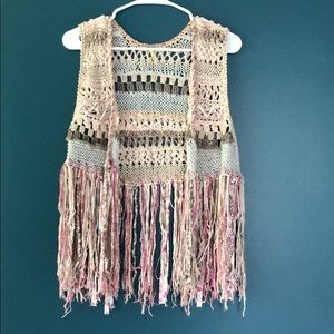 Free People multi colored fringed vest